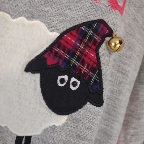 Rockin Around Christmas  Sweater dress Sheep Bell Gray Nordic Ugly Sweater XXL - Picture 5 of 13